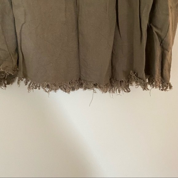 Altar’d State Tank Top Olive Green Frayed Hem Button Back Halter Neck Small Knit - Picture 5 of 9